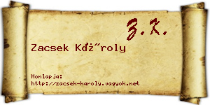 Zacsek Károly névjegykártya