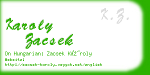 karoly zacsek business card
